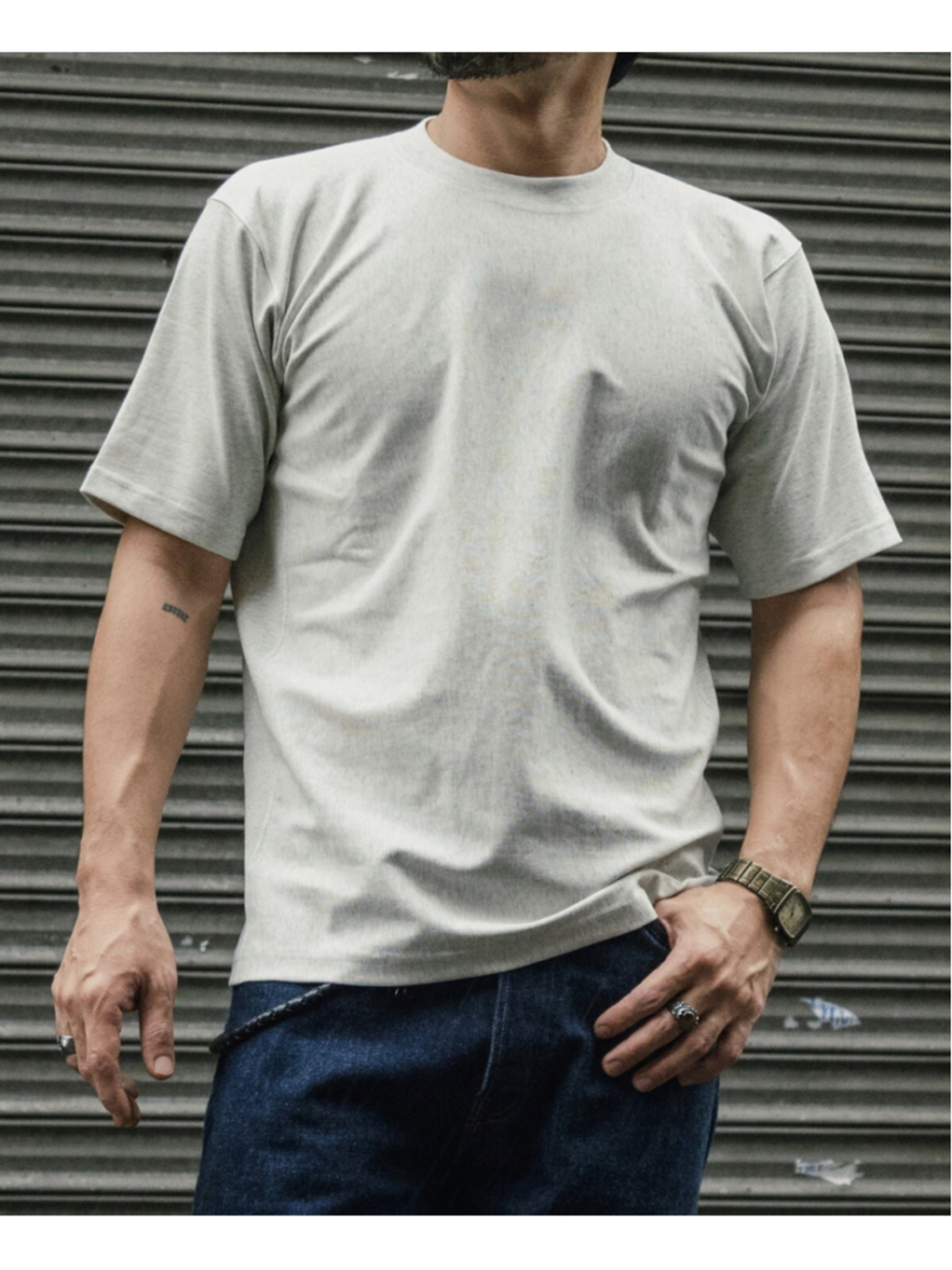 BRONSON Size L 10.6 oz Reverse Weave 100% Cotton T-Shirt Gray 🇺🇸ship S